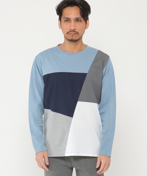 ikka(イッカ)の「ブロック切り替えロンT-ECO(Tシャツ/カットソー・メンズ・ホワイト/グリーン/スカイブルー/ネイビー・S/M/L/XL)」の12枚目の写真