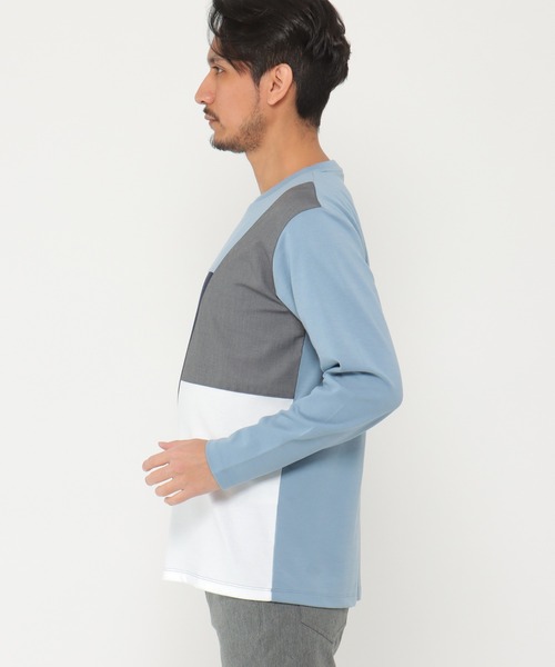 ikka(イッカ)の「ブロック切り替えロンT-ECO(Tシャツ/カットソー・メンズ・ホワイト/グリーン/スカイブルー/ネイビー・S/M/L/XL)」の11枚目の写真