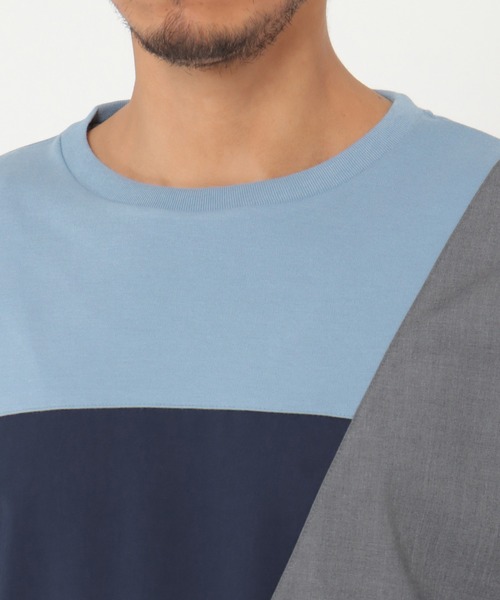 ikka(イッカ)の「ブロック切り替えロンT-ECO(Tシャツ/カットソー・メンズ・ホワイト/グリーン/スカイブルー/ネイビー・S/M/L/XL)」の18枚目の写真