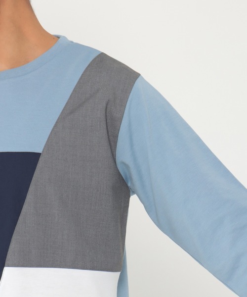 ikka(イッカ)の「ブロック切り替えロンT-ECO(Tシャツ/カットソー・メンズ・ホワイト/グリーン/スカイブルー/ネイビー・S/M/L/XL)」の14枚目の写真