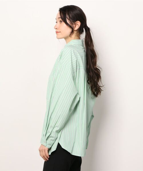 WC(ダブル シー)の「マルチストライプビッグシャツ(シャツ/ブラウス・レディース・グリーン/ブルー/ピンク・FREE)」の4枚目の写真