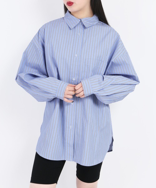 WC(ダブル シー)の「マルチストライプビッグシャツ(シャツ/ブラウス・レディース・グリーン/ブルー/ピンク・FREE)」の7枚目の写真