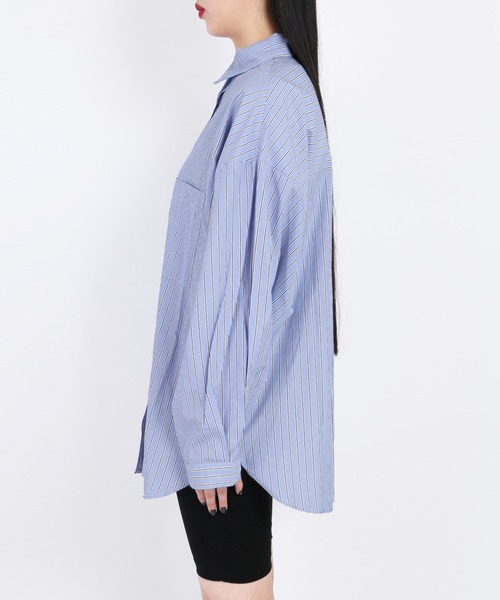 WC(ダブル シー)の「マルチストライプビッグシャツ(シャツ/ブラウス・レディース・グリーン/ブルー/ピンク・FREE)」の11枚目の写真