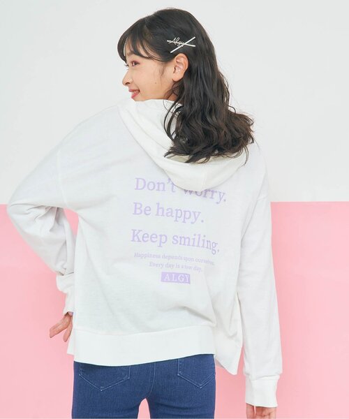 algy（アルジー）の「ガーリーロゴUVカットパーカー（パーカー・キッズ・サックスブルー/オフホワイト/ラベンダー・MEDIUM/SMALL/XX-SMALL/X-SMALL）」の2枚目の写真