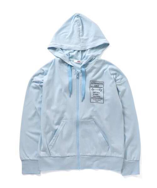 algy（アルジー）の「ガーリーロゴUVカットパーカー（パーカー・キッズ・サックスブルー/オフホワイト/ラベンダー・MEDIUM/SMALL/XX-SMALL/X-SMALL）」の11枚目の写真