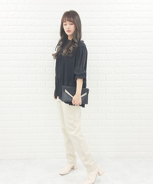 Lace Ladies（レースレディース）の「シフォンレース プリーツブラウス 七分袖（シャツ/ブラウス・レディース・モカ/ラベンダー/ブラック/グレー・FREE）」の12枚目の写真