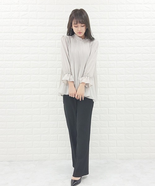 Lace Ladies（レースレディース）の「シフォンレース プリーツブラウス 七分袖（シャツ/ブラウス・レディース・モカ/ラベンダー/ブラック/グレー・FREE）」の16枚目の写真