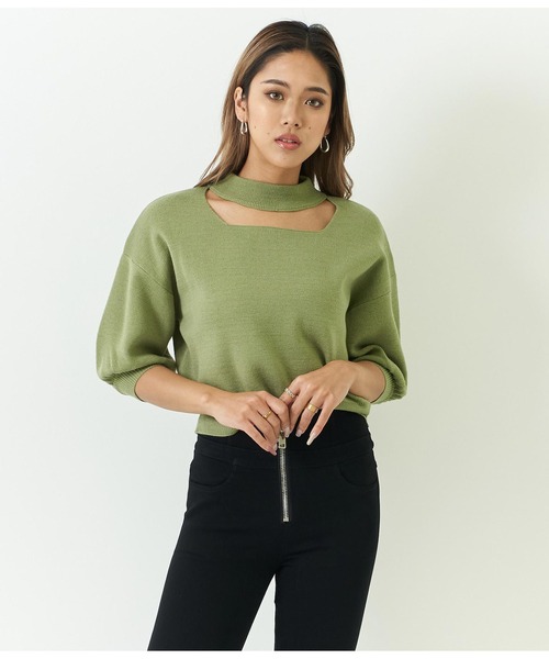 ANAP（アナップ）の「スクエアカットミラノリブニット（ニット/セーター・レディース・アイボリー/グリーン/ブラック・FREE）」の3枚目の写真