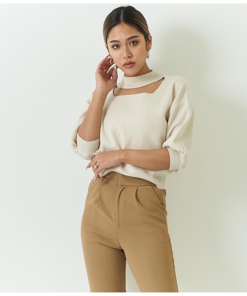 ANAP（アナップ）の「スクエアカットミラノリブニット（ニット/セーター・レディース・アイボリー/グリーン/ブラック・FREE）」の2枚目の写真