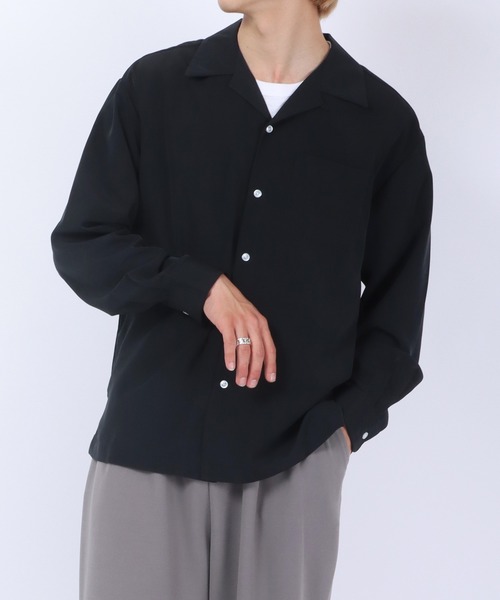 セオリー♡開襟とろみシャツ♡黒 Salong hameu（サロン ハミュー）の「オーバーサイズ オープン