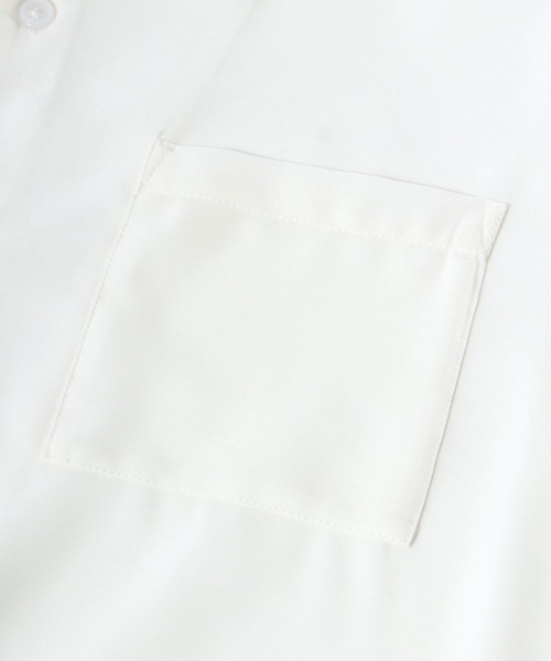 Salong hameu（サロン ハミュー）の「オーバーサイズ オープンカラーシャツ/とろみシャツ/長袖 無地 開襟シャツ メンズ レディース（シャツ/ブラウス・メンズ・ホワイト/ブラック/サックスブルー/グリーン/モカ/グレイッシュベージュ・M/L/XL）」の16枚目の写真