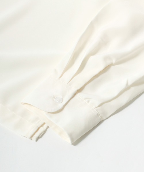 Salong hameu（サロン ハミュー）の「オーバーサイズ オープンカラーシャツ/とろみシャツ/長袖 無地 開襟シャツ メンズ レディース（シャツ/ブラウス・メンズ・ホワイト/ブラック/サックスブルー/グリーン/モカ/グレイッシュベージュ・M/L/XL）」の17枚目の写真