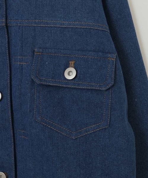 a.v.v（アーヴェヴェ）の「[100-130]【洗える/セットアップ対応】マオカラージージャン（デニムジャケット・キッズ・ライトパープル/ブルー・130/120）」の21枚目の写真