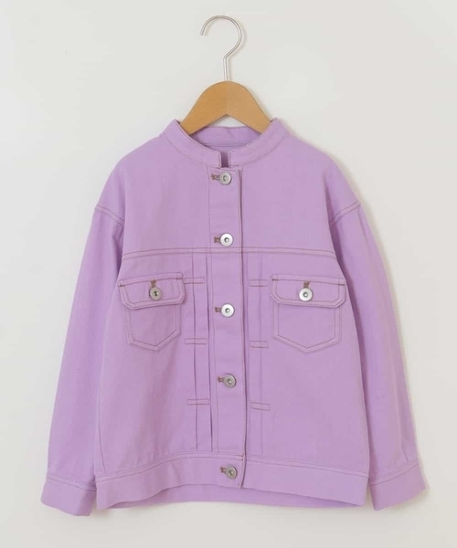 a.v.v（アーヴェヴェ）の「[100-130]【洗える/セットアップ対応】マオカラージージャン（デニムジャケット・キッズ・ライトパープル/ブルー・130/120）」の17枚目の写真