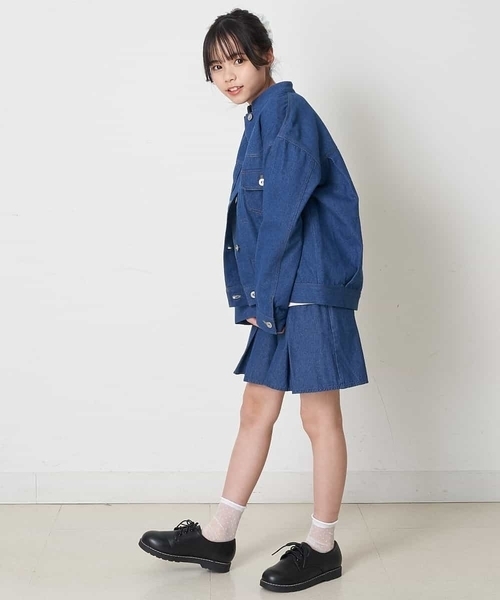 a.v.v（アーヴェヴェ）の「[100-130]【洗える/セットアップ対応】マオカラージージャン（デニムジャケット・キッズ・ライトパープル/ブルー・130/120）」の10枚目の写真