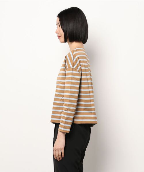 SIPULI（シプリ）の「[ULTIMA] Parallel Cotton Jersey  ボーダーカットソー（Tシャツ/カットソー・レディース・ネイビー/キャメル・2）」の3枚目の写真