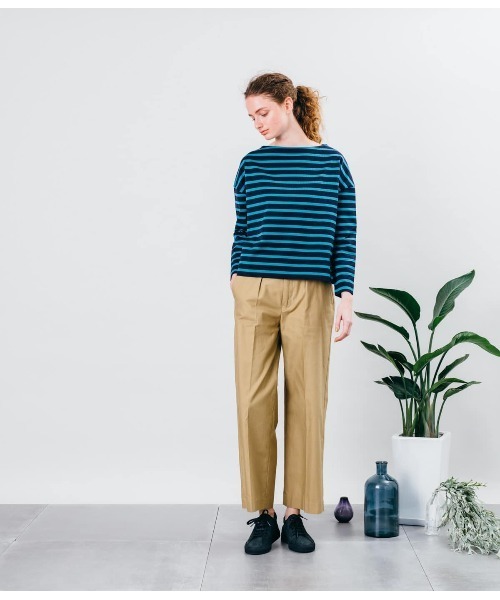 SIPULI（シプリ）の「[ULTIMA] Parallel Cotton Jersey  ボーダーカットソー（Tシャツ/カットソー・レディース・ネイビー/キャメル・2）」の10枚目の写真