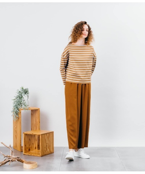 SIPULI（シプリ）の「[ULTIMA] Parallel Cotton Jersey  ボーダーカットソー（Tシャツ/カットソー・レディース・ネイビー/キャメル・2）」の6枚目の写真