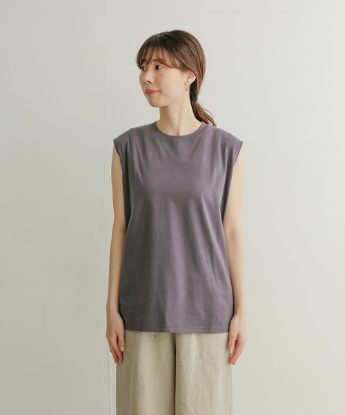 URBAN RESEARCH DOORS(アーバンリサーチドアーズ)の「USAコットンノースリーブカットソー(Tシャツ/カットソー・レディース・パープル/オリーブ/ブラック・MEDIUM)」の13枚目の写真