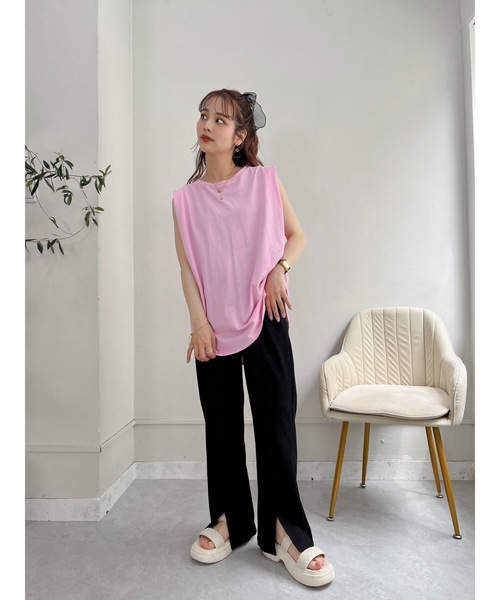 JUMELLE(ジュメロ)の「ショルダータックタンク(Tシャツ/カットソー・レディース・ホワイト/オレンジ/ピンク/グリーン/ブラック・M)」の16枚目の写真