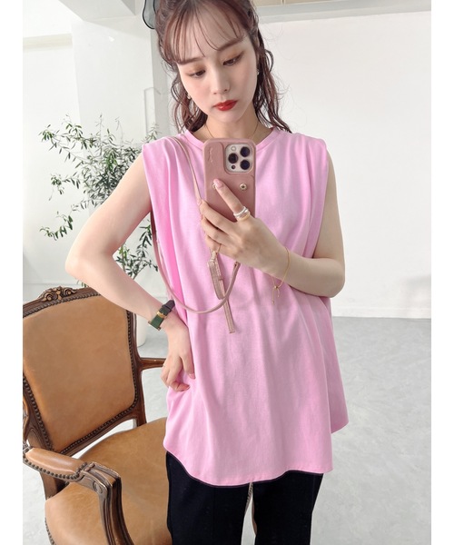 JUMELLE(ジュメロ)の「ショルダータックタンク(Tシャツ/カットソー・レディース・ホワイト/オレンジ/ピンク/グリーン/ブラック・M)」の19枚目の写真
