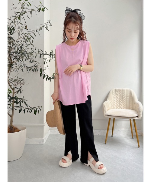 JUMELLE(ジュメロ)の「ショルダータックタンク(Tシャツ/カットソー・レディース・ホワイト/オレンジ/ピンク/グリーン/ブラック・M)」の17枚目の写真
