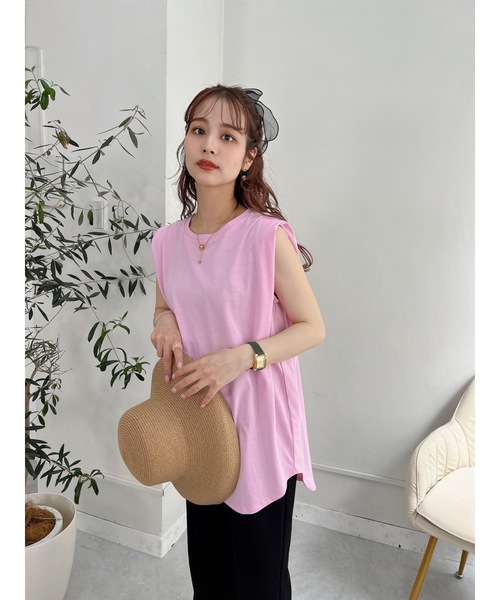 JUMELLE(ジュメロ)の「ショルダータックタンク(Tシャツ/カットソー・レディース・ホワイト/オレンジ/ピンク/グリーン/ブラック・M)」の15枚目の写真