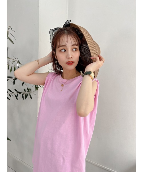 JUMELLE(ジュメロ)の「ショルダータックタンク(Tシャツ/カットソー・レディース・ホワイト/オレンジ/ピンク/グリーン/ブラック・M)」の20枚目の写真