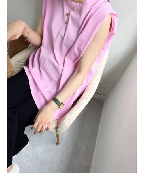 JUMELLE(ジュメロ)の「ショルダータックタンク(Tシャツ/カットソー・レディース・ホワイト/オレンジ/ピンク/グリーン/ブラック・M)」の18枚目の写真