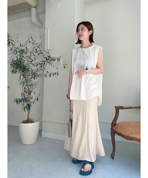 JUMELLE(ジュメロ)の「ショルダータックタンク(Tシャツ/カットソー・レディース・ホワイト/オレンジ/ピンク/グリーン/ブラック・M)」の12枚目の写真
