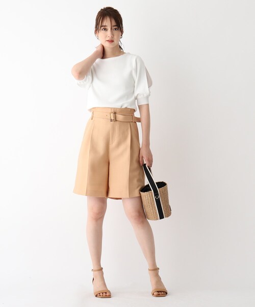 index（インデックス）の「◆スラブオックスショートパンツ【WEB限定カラー・サイズ】（その他パンツ・レディース・ライトグレー/ネイビー/ライトオレンジ系1・36/38/40/42）」の7枚目の写真
