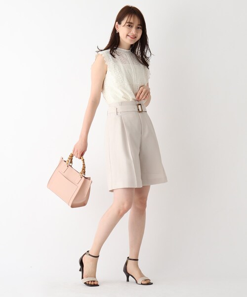 index（インデックス）の「◆スラブオックスショートパンツ【WEB限定カラー・サイズ】（その他パンツ・レディース・ライトグレー/ネイビー/ライトオレンジ系1・36/38/40/42）」の5枚目の写真