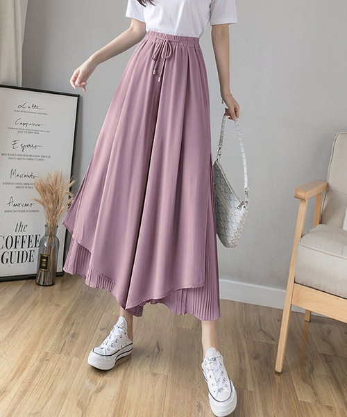 Grandeir(グランディール)の「シフォンプリーツレイヤードフレアパンツ(その他パンツ・レディース・ホワイト/ブラック/ピンク/ブルー・M)」の4枚目の写真