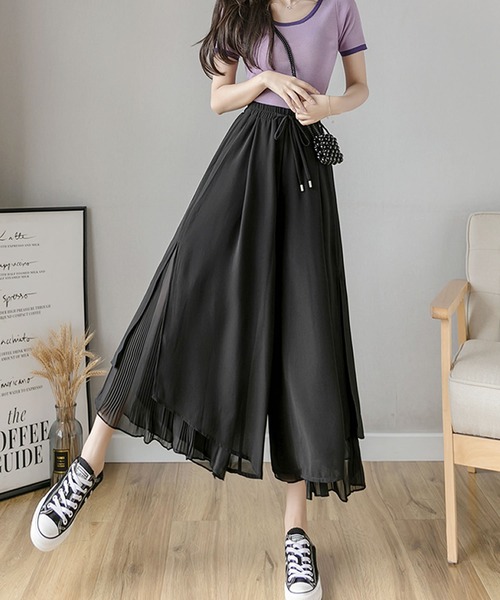 Grandeir(グランディール)の「シフォンプリーツレイヤードフレアパンツ(その他パンツ・レディース・ホワイト/ブラック/ピンク/ブルー・M)」の6枚目の写真