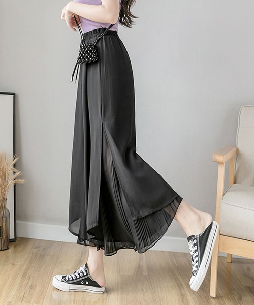 Grandeir(グランディール)の「シフォンプリーツレイヤードフレアパンツ(その他パンツ・レディース・ホワイト/ブラック/ピンク/ブルー・M)」の8枚目の写真