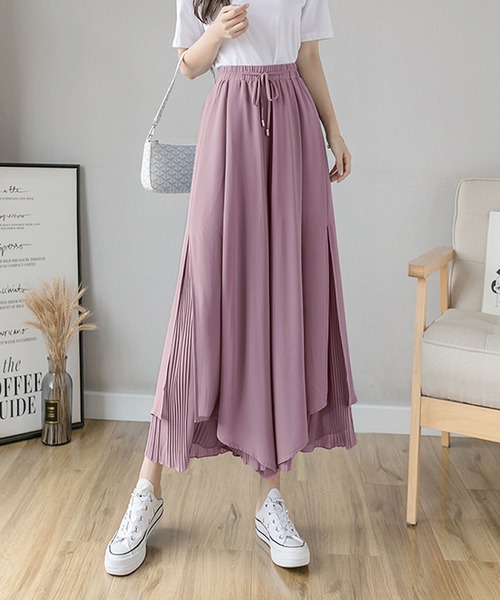 Grandeir(グランディール)の「シフォンプリーツレイヤードフレアパンツ(その他パンツ・レディース・ホワイト/ブラック/ピンク/ブルー・M)」の12枚目の写真