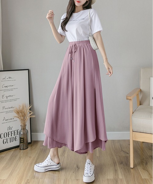 Grandeir(グランディール)の「シフォンプリーツレイヤードフレアパンツ(その他パンツ・レディース・ホワイト/ブラック/ピンク/ブルー・M)」の13枚目の写真