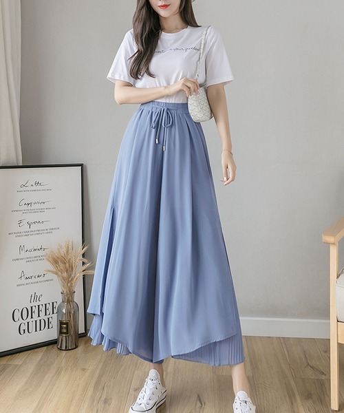 Grandeir(グランディール)の「シフォンプリーツレイヤードフレアパンツ(その他パンツ・レディース・ホワイト/ブラック/ピンク/ブルー・M)」の14枚目の写真