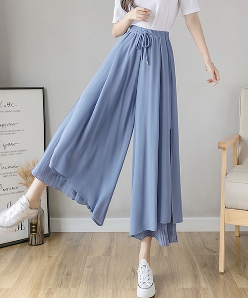 Grandeir(グランディール)の「シフォンプリーツレイヤードフレアパンツ(その他パンツ・レディース・ホワイト/ブラック/ピンク/ブルー・M)」の15枚目の写真