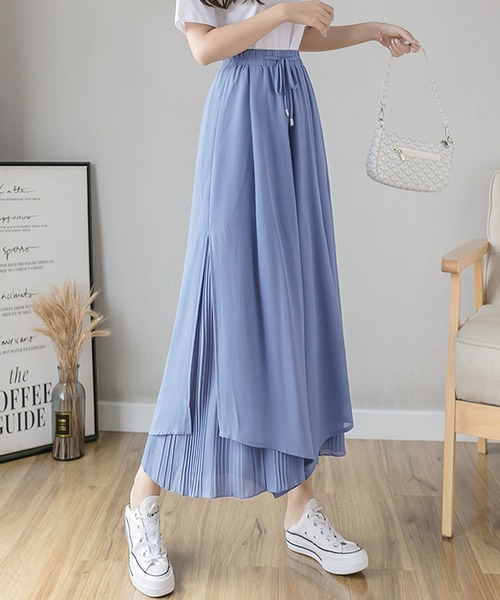 Grandeir(グランディール)の「シフォンプリーツレイヤードフレアパンツ(その他パンツ・レディース・ホワイト/ブラック/ピンク/ブルー・M)」の16枚目の写真