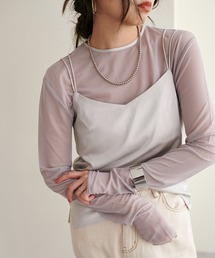 natural couture | 【大人ナチュ】シアーチュールトップス+サテンキャミセット(アンサンブル)