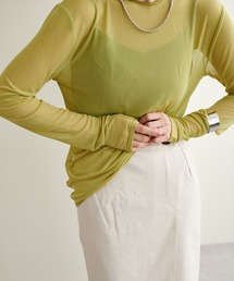 natural couture | 【大人ナチュ】シアーチュールトップス＋サテンキャミセット(アンサンブル)