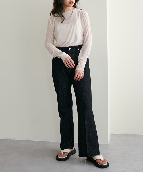 natural couture（ナチュラルクチュール）の「【大人ナチュ】シアーチュールトップス＋サテンキャミセット（アンサンブル・レディース・グレイッシュベージュ/グリーン/オレンジ/オフホワイト・FREE）」の13枚目の写真