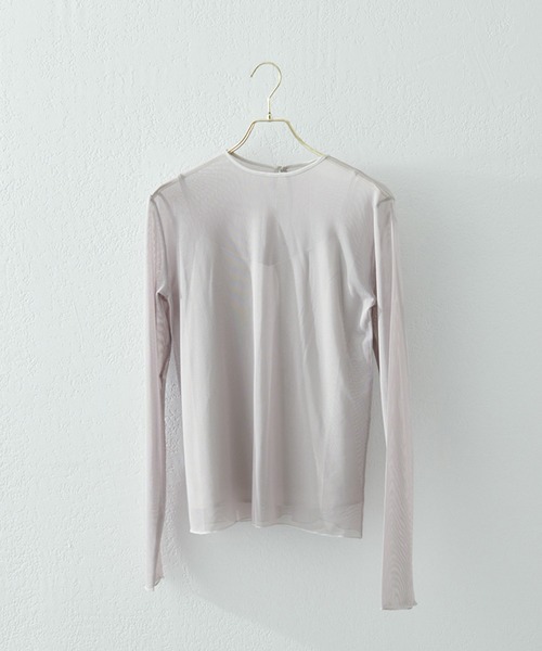 natural couture（ナチュラルクチュール）の「【大人ナチュ】シアーチュールトップス＋サテンキャミセット（アンサンブル・レディース・グレイッシュベージュ/グリーン/オレンジ/オフホワイト・FREE）」の10枚目の写真