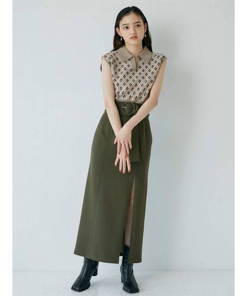 MURUA（ムルーア）の「モノグラムニットポロ（ニット/セーター・レディース・ブラック/ベージュ/グリーン・FREE）」の21枚目の写真