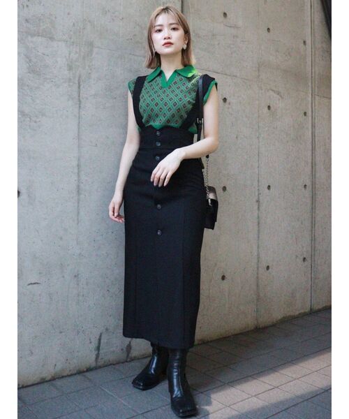 MURUA（ムルーア）の「モノグラムニットポロ（ニット/セーター・レディース・ブラック/ベージュ/グリーン・FREE）」の12枚目の写真