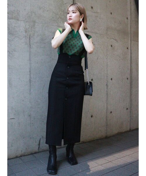 MURUA（ムルーア）の「モノグラムニットポロ（ニット/セーター・レディース・ブラック/ベージュ/グリーン・FREE）」の10枚目の写真