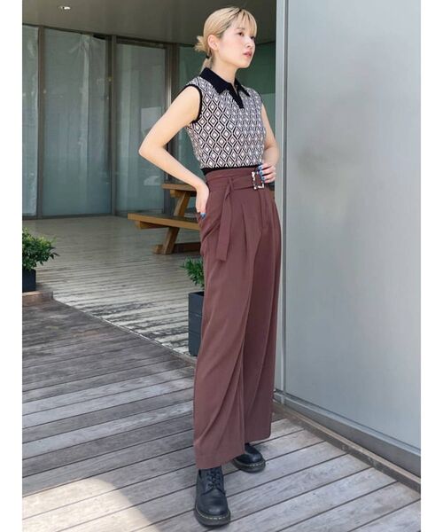 MURUA（ムルーア）の「モノグラムニットポロ（ニット/セーター・レディース・ブラック/ベージュ/グリーン・FREE）」の17枚目の写真