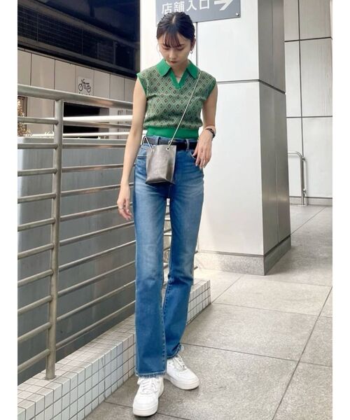 MURUA（ムルーア）の「モノグラムニットポロ（ニット/セーター・レディース・ブラック/ベージュ/グリーン・FREE）」の8枚目の写真