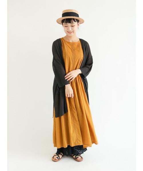 Samansa Mos2（サマンサ モスモス）の「ハシゴレースレイヤードワンピース（ワンピース・レディース・オフホワイト/オレンジ/グリーン/ブラック・ﾌﾘ-）」の12枚目の写真